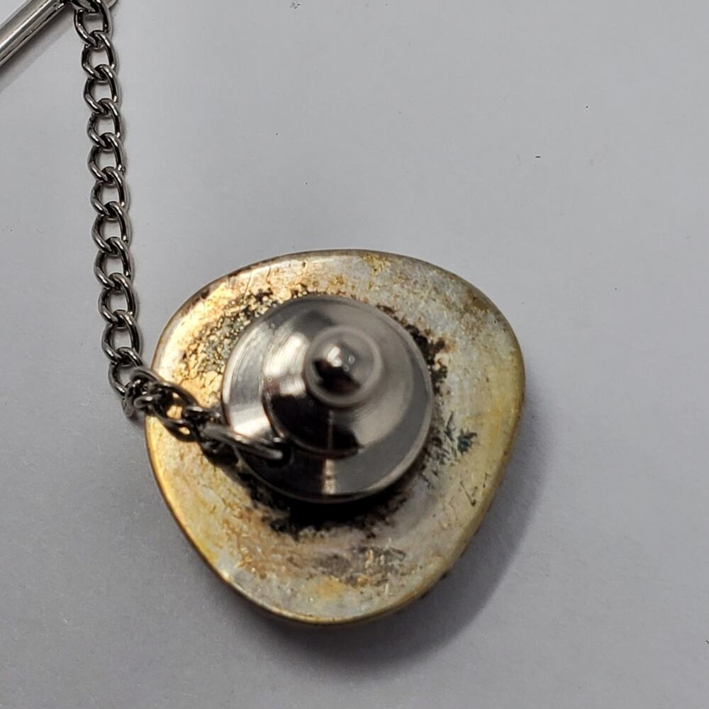 Vintage unmarked Silver with Turquoise Tie Pin/Tack - Picture 3 of 3